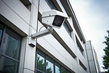 a cctv camera mounted on an office building