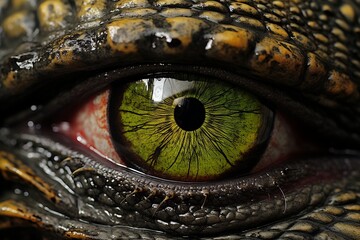 Reptilian Intensity: Macro Shot of a Crocodile's Eye