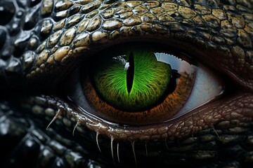 Ancient Predator: Detailed View of a Crocodile's Eye