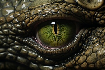 Ancient Predator: Detailed View of a Crocodile's Eye
