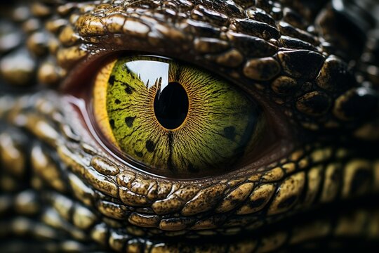 Reptilian Intensity: Macro Shot of a Crocodile's Eye © Cyprien Fonseca