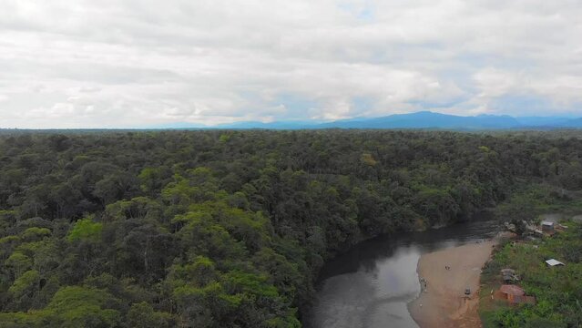 Aerial shots of Quibdo, capital of the department of Choco in Colombia, its landscapes and nature.