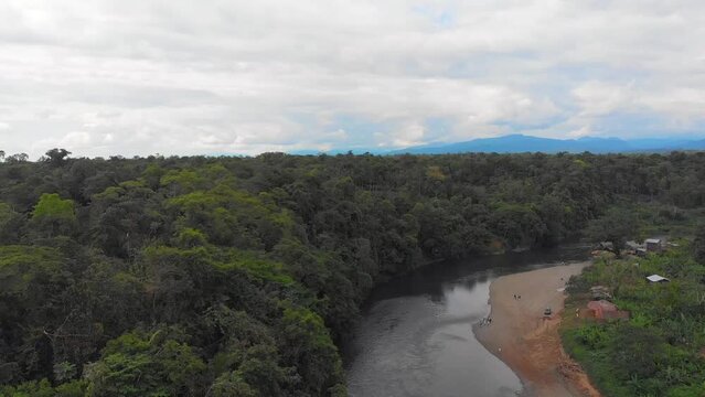 Aerial shots of Quibdo, capital of the department of Choco in Colombia, its landscapes and nature.