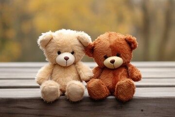 two teddy bears facing opposite directions