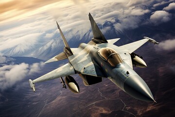 Aerial Dominance: Combat Military Fighter Jet from Above