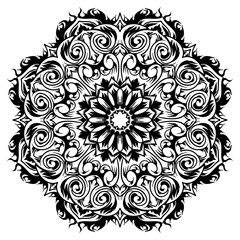 Vector hand drawn mandala coloring book page. Decorative ornament in ethnic oriental style. Oriental pattern, vintage decorative elements. Weave design elements. Yoga logos vector.