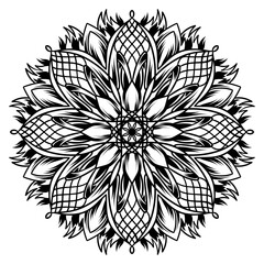 Vector hand drawn mandala coloring book page. Decorative ornament in ethnic oriental style. Oriental pattern, vintage decorative elements. Weave design elements. Yoga logos vector.