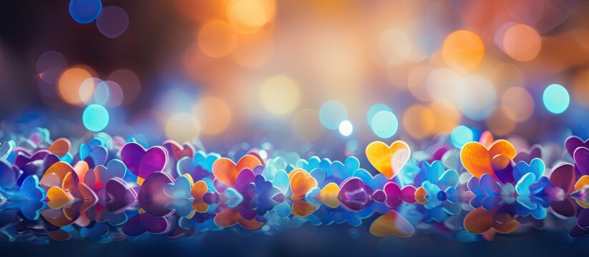 Colorful abstract photo with defocused heart bokeh