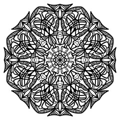 Vector hand drawn mandala coloring book page. Decorative ornament in ethnic oriental style. Oriental pattern, vintage decorative elements. Weave design elements. Yoga logos vector.