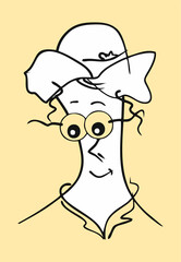 A woman in a hat. Vector graphics, eps