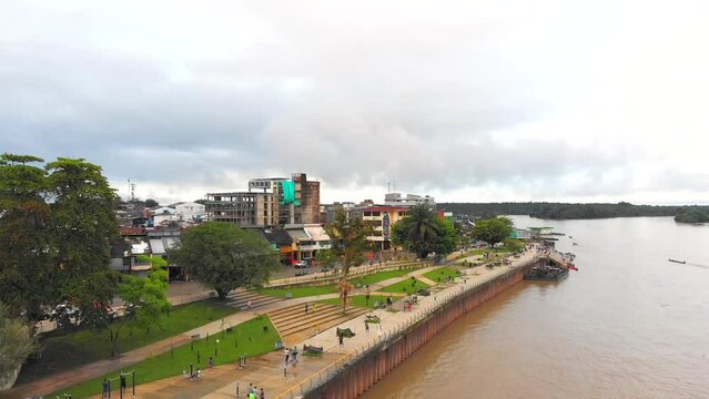Aerial shots of Quibdo, capital of the department of Choco in Colombia, its landscapes and nature.