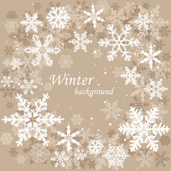 Festive winter craft background with snowflakes