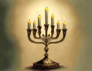 Holiday Candle Holder, traditional Hebrew festival of lights candelabra.