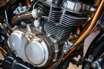 close-up of a motorcycles engine with high detail