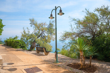 sunny seaside promenade Moscenicka draga, croatia