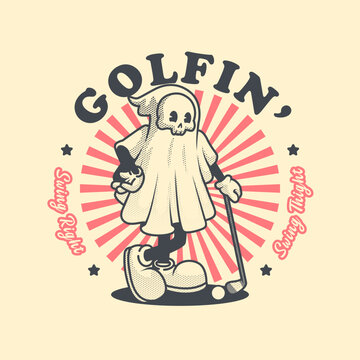 Ghost Golf Mascot Retro and Vintage