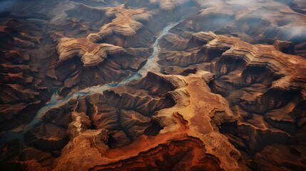 Offer a unique aerial perspective of natural wonders like the Grand Canyon, capturing the intricate formations in this highly detailed and epic landscape photograph.