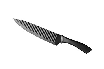 Obraz premium Black kitchen knife on white background