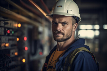 Portrait of Electrician at an indoor construction site
