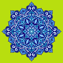 Vector hand drawn mandala illustration. Colorful detailed mandala ornament.