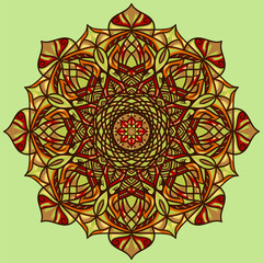 Vector hand drawn mandala illustration. Colorful detailed mandala ornament.