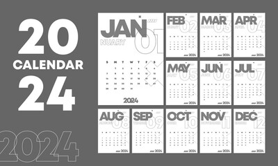 2024 minimal calendar vector template
