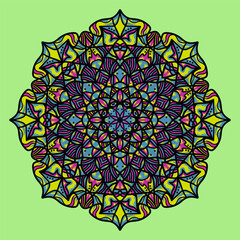 Vector hand drawn mandala illustration. Colorful detailed mandala ornament.