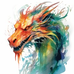 Magic Dragon Animal Fantasy Story tale Beast Digital AI Watercolor Artwork Illustration 
