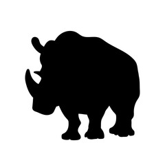 Silhouette of a large animal of the African savannah, rhinoceros. Vector graphics.