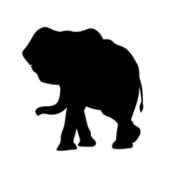 Silhouette of a large animal of the African savanna elephants. Vector graphics.