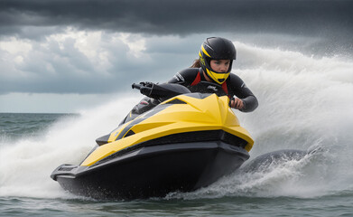 jet ski competing in the sea for the grand prix race