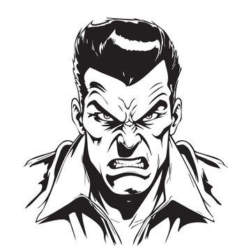 Angry man hand drawn sketch in comic style coloring book Vector