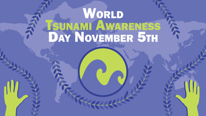 World Tsunami Awareness Day  vector banner design with geometric shapes and vibrant colors on a horizontal background. Happy World Tsunami Awareness Day modern minimal poster.