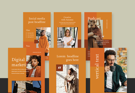 Seasonal Social Media Story Layouts With Warm Color Palette