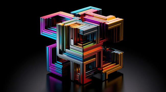 Interlocking colors of productivity and ideas. when shiny ideas fall in place. 