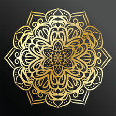 Luxury ornamental mandala design background in gold color. Decorative ornament in ethnic oriental style. Oriental pattern, vintage decorative elements. Weave design elements. Yoga logos vector.