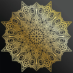Luxury ornamental mandala design background in gold color. Decorative ornament in ethnic oriental style. Oriental pattern, vintage decorative elements. Weave design elements. Yoga logos vector.