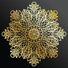 Luxury ornamental mandala design background in gold color. Decorative ornament in ethnic oriental style. Oriental pattern, vintage decorative elements. Weave design elements. Yoga logos vector.