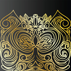 Luxury ornamental mandala design background in gold color. Decorative ornament in ethnic oriental style. Oriental pattern, vintage decorative elements. Weave design elements. Yoga logos vector.