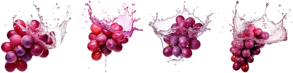 Fotobehang Collection of grapes with splashing water on white background © terra.incognita