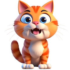 Cute Funny Orange Cat 3D Illustration 