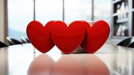 Close Red Hearts On White Table, Background Image, Valentine Background Images, Hd
