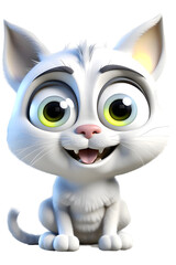 Cute Funny Cat 3D Illustration 