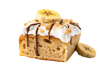 Banana cake for healthy dessert food concept isolated on transparent background.