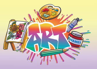 Illustration with street graffiti letters, tags, words, street art, style, spray paint, emoji, fresh and colorful vector illustration.