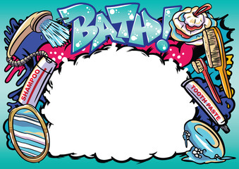 Graffiti illustration with street graffiti letters, tags, words, street art, style, spray paint, emoji, fresh and colorful
