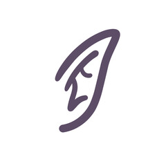 Elf Ears Line Vector Illustration Hear Human