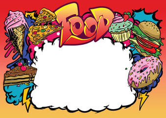 Graffiti illustration with street graffiti letters, tags, words, street art, style, spray paint, emoji, fresh and colorful