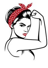 Rosie the riveter vector illustration - international women`s day vector, yes we can vector isolated on white background 