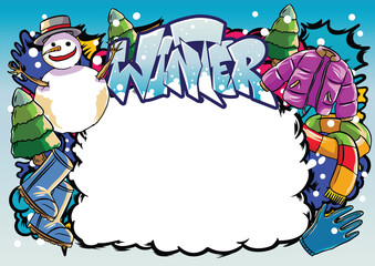 Graffiti illustration with street graffiti letters, tags, words, street art, style, spray paint, emoji, fresh and colorful